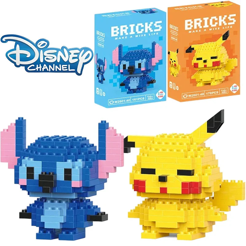 Disney Lilo & Stitch & Pokémon Pikachu Building Blocks – Cute Anime Cartoon Model Toy Set for Kids | Creative Educational Gift for Children