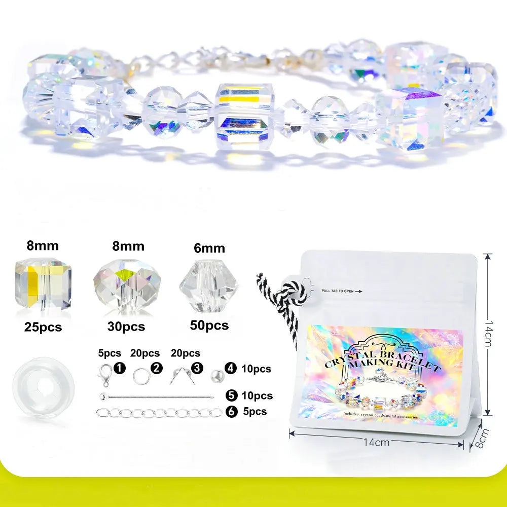 Bracelet Making Kit AB Color Glass Cube Beads Sparkle Butterfly Crystals Beads Kit for Jewelry Making Necklaces DIY Crafts