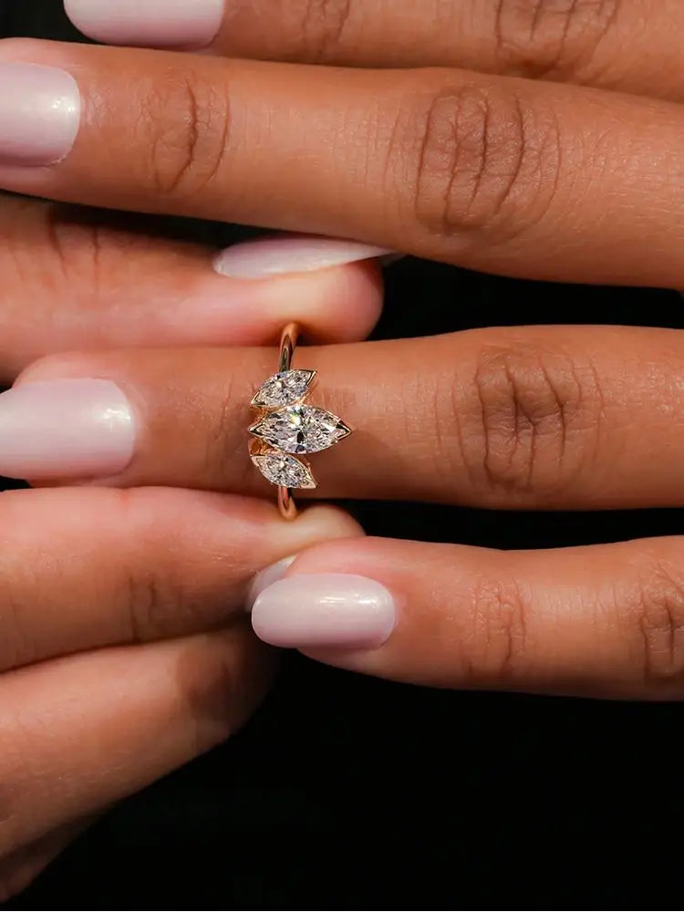 925 Sterling Silver Classic Simplicity Three Marquise Zircon Ring For Women Engagement Wedding Luxury High Quality Fine Jewelry