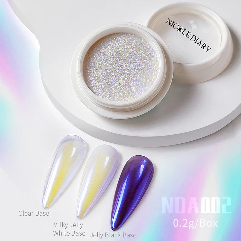 1Box Moonlight Nail Powder Silver Fine Glitter Metallic Effect Pigment UV Gel Polish Dust Aurora Nail Decorations