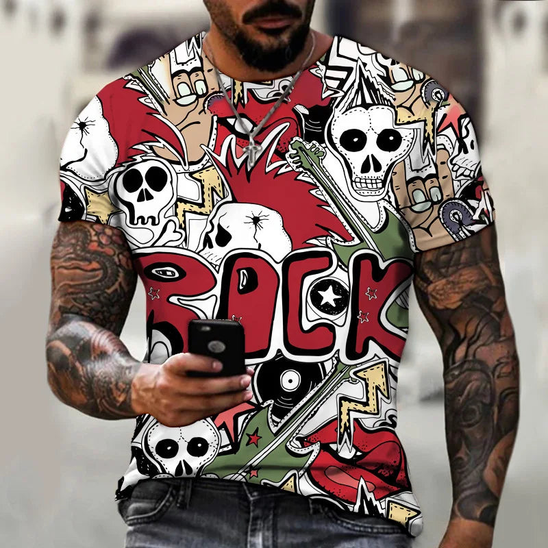 New Fun Graffiti Street T-shirt 3D Printed Men's Hip Hop Summer Cool Tee shirt Casual Youth Popular Personality Short Sleeve Top