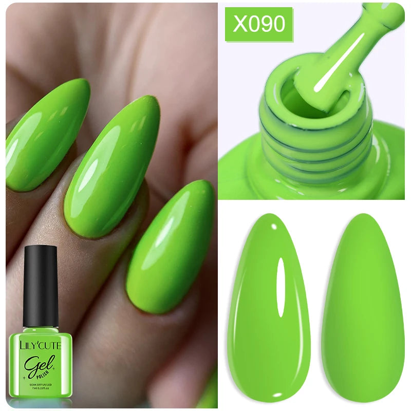 LILYCUTE 7ml Neon Reflective Nail Gel Polish Dark Flash Glitter Effect Fluorescent Gel Soak Off UV Gel Summer Nail Art Varnish