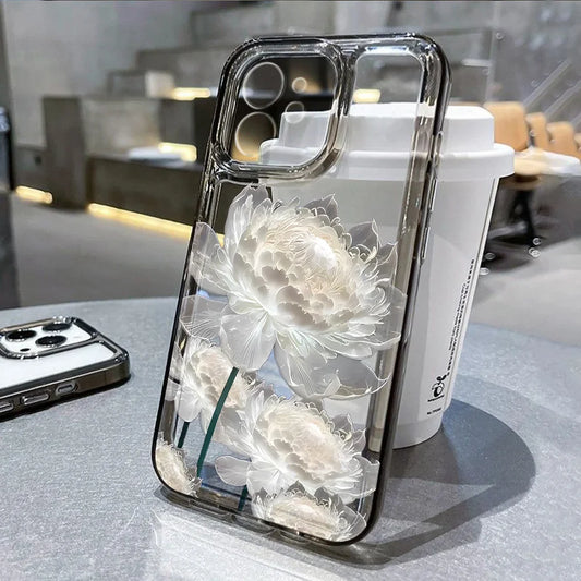 Lotus Flower Transparent Phone Case For iPhone