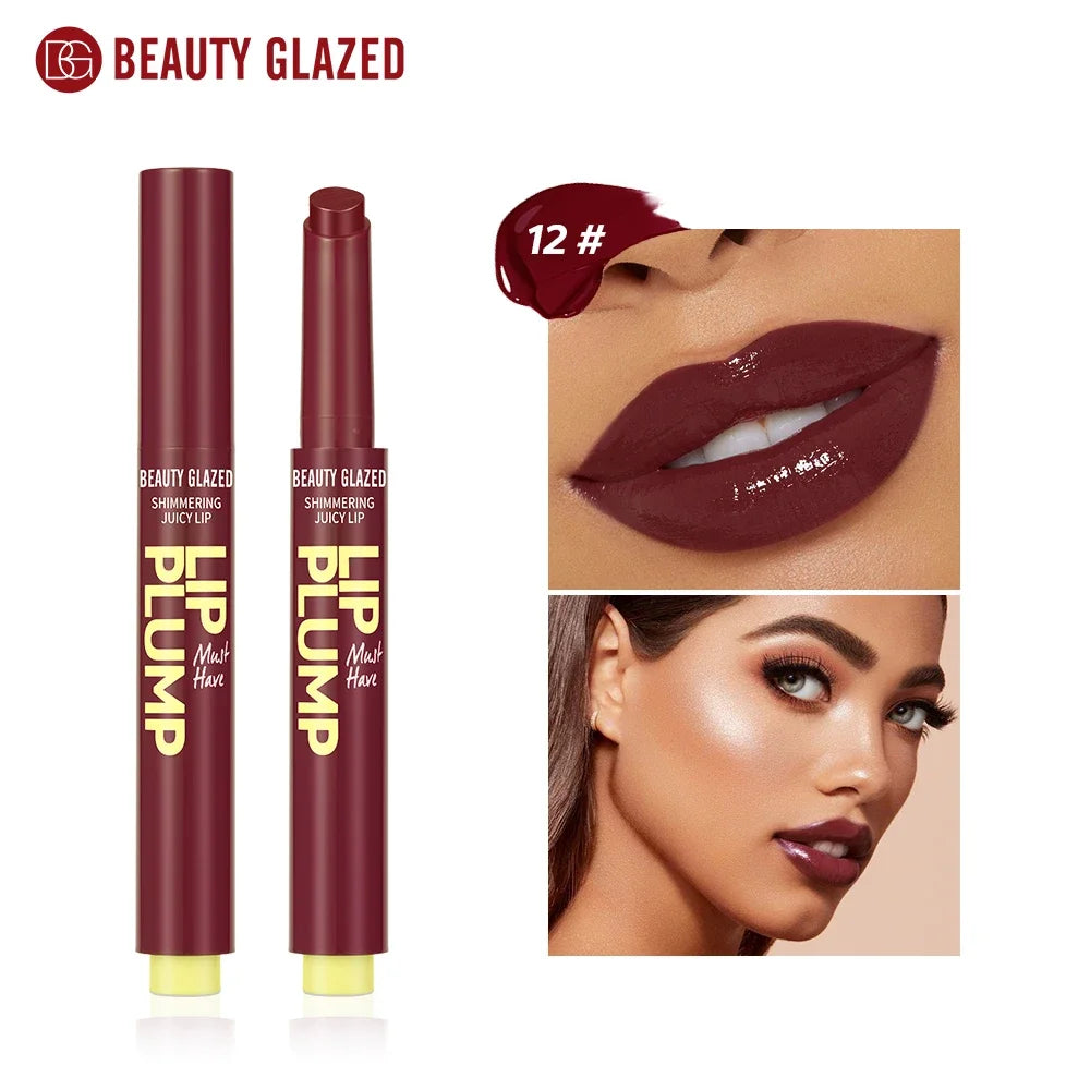 12 Color Beauty Glazed Shimmering Juicy Lipstick Set Moisturizing Nourishing Lip Plump for Women Girl's Gift Juicy Lip Makeup