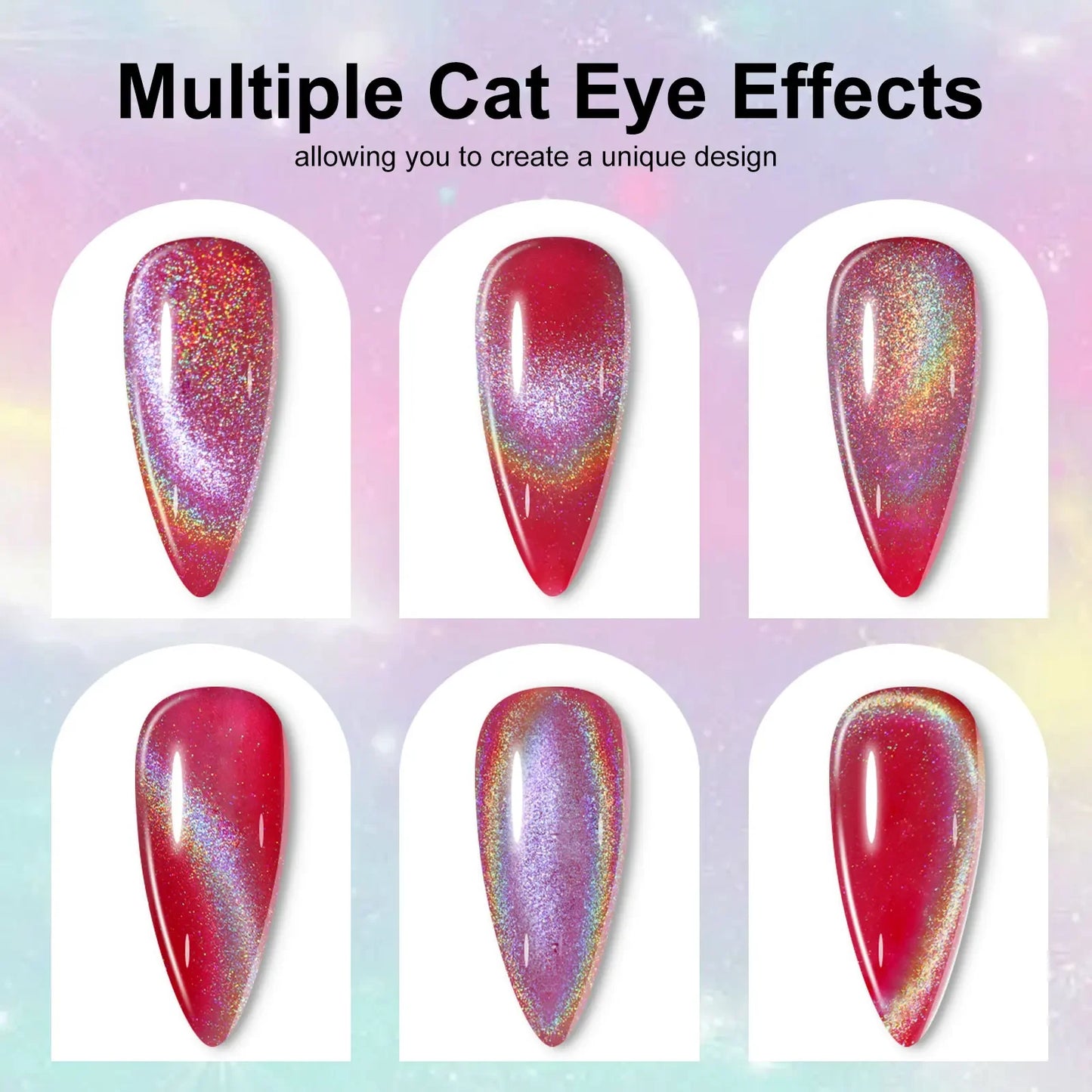 Limegirl 10ML Cat Eye Gel Nail Polish With Magnet Soak off UV Holographic Magnetic Rainbow Gel Polish for Nail Art DIY Manicure