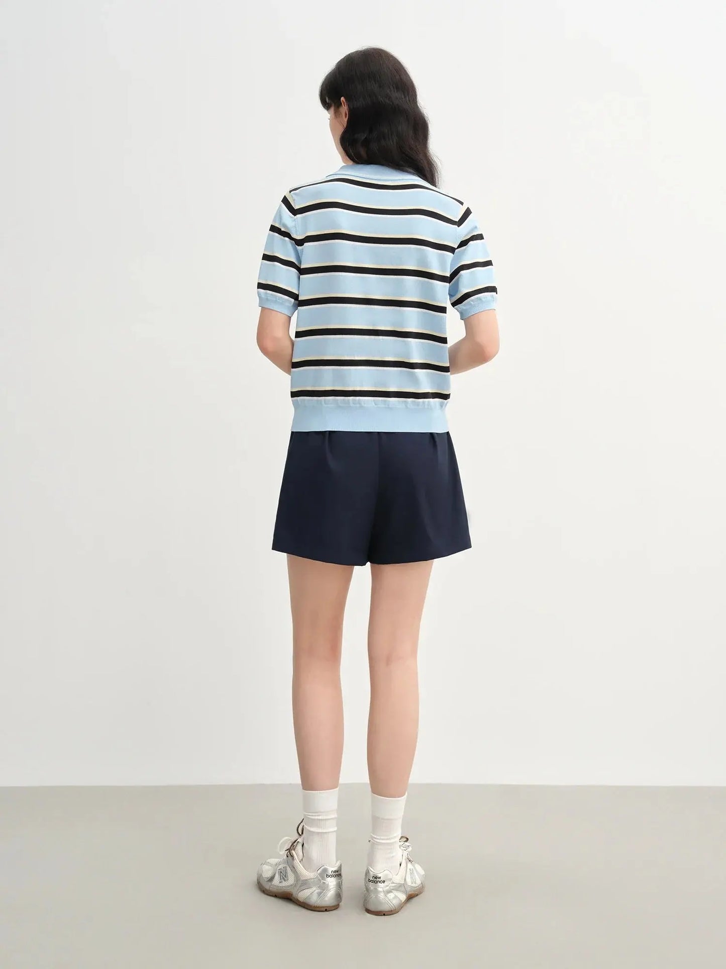 Structured Knit Top with Flattering Contrast Stripes
