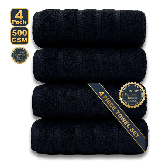 Black 4pcs XXL Bath Towel Set 100% Egyptian Cotton 70x140cm Soft Absorbent Quick-Dry Towels for Bathroom And Spa Drop Shipping