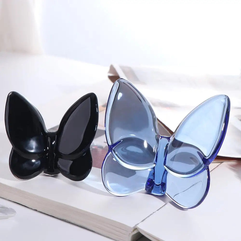 Multiple Color Crystal Butterfly Figurines Reflective Clear Crystal Glass Butterfly Ornament Vivid Super Winkling