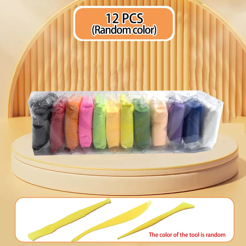 12/24/36pcs Color Clay Air-dried Clay Set DIY Crafts Ultra Light Plastic Clay with Carving Tools for Friends Children Gifts