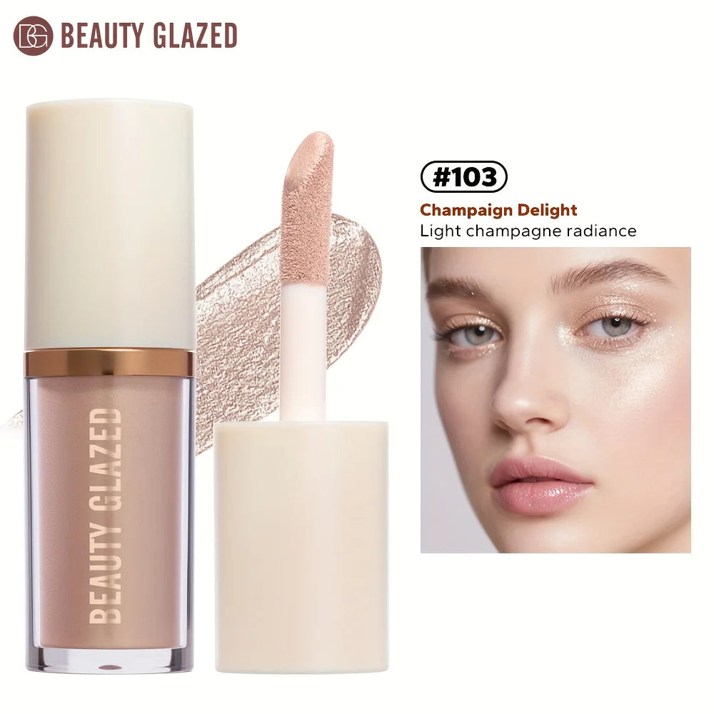 BEAUTY GLAZED 6 Colors Liquid Highlighter, Shimmering Metallic Finish, Waterproof & Sweat-Resistant, Long-Lasting Moisturizing Lip Glaze