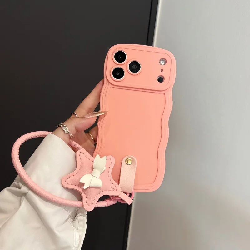 3D Wave Silicone Lanyard Case For iPhone