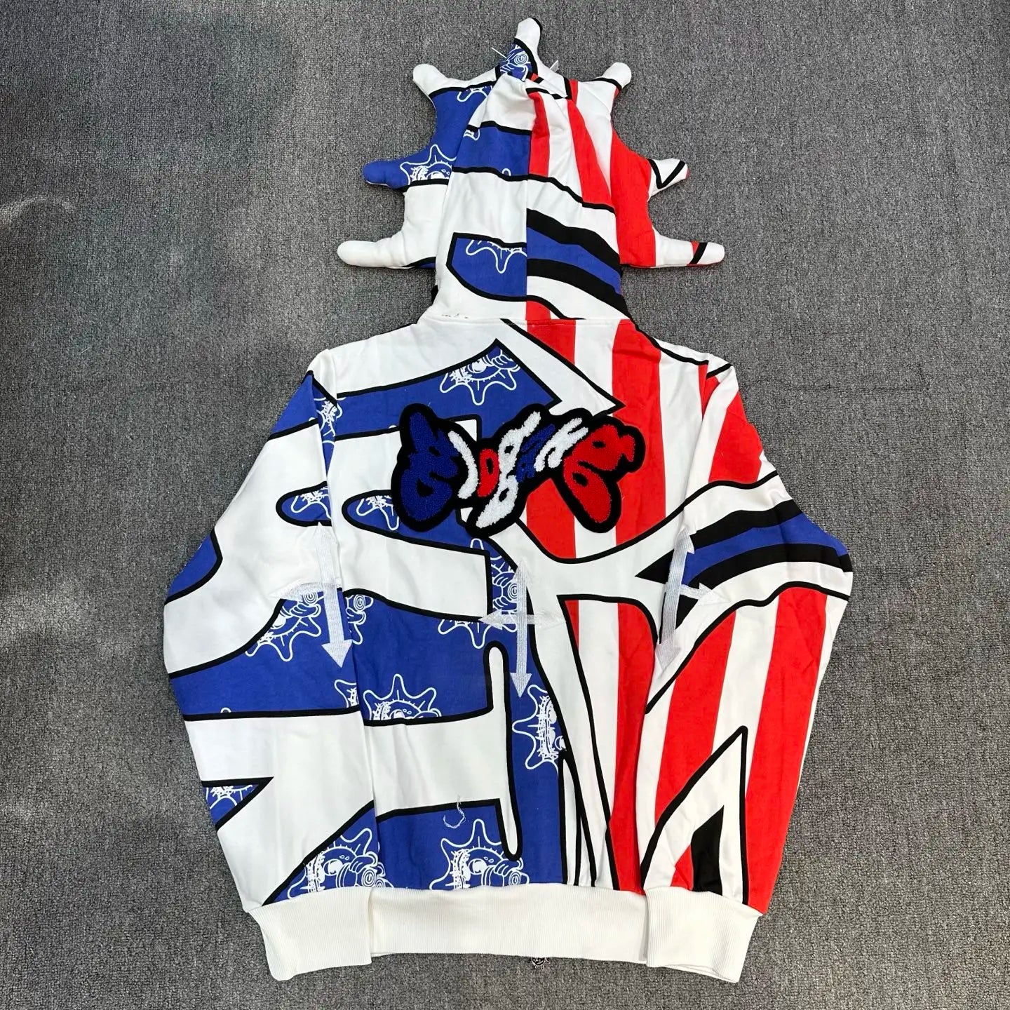 Mens Glo Gang Zip Hoodie Streetwear Cartoon Graffiti Design Soft Cotton Casual Fashion Sweatshirt