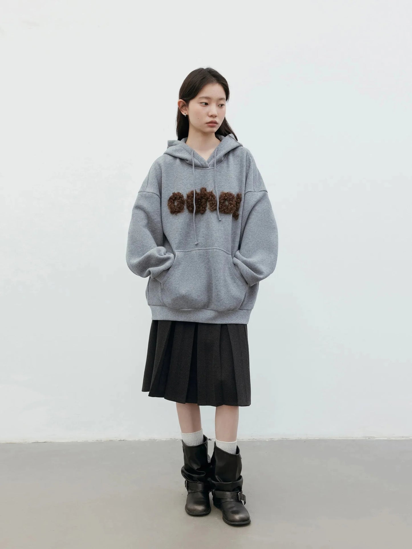 Plush Letter Hoodie Loose Autumn & Winter Sweatshirt