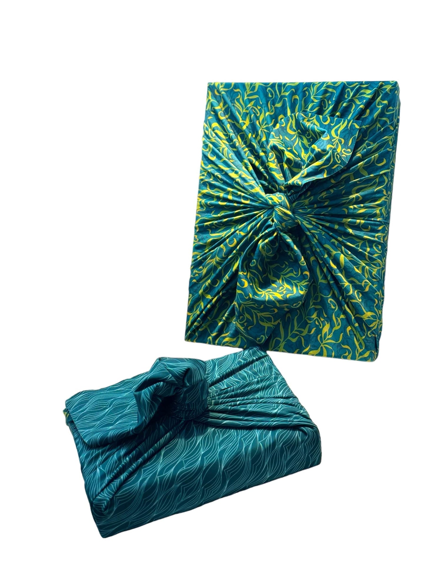 2 Pack - Kelp/Waves 28" Large Reusable Cloth Furoshiki Fabric Gift Wrap-0