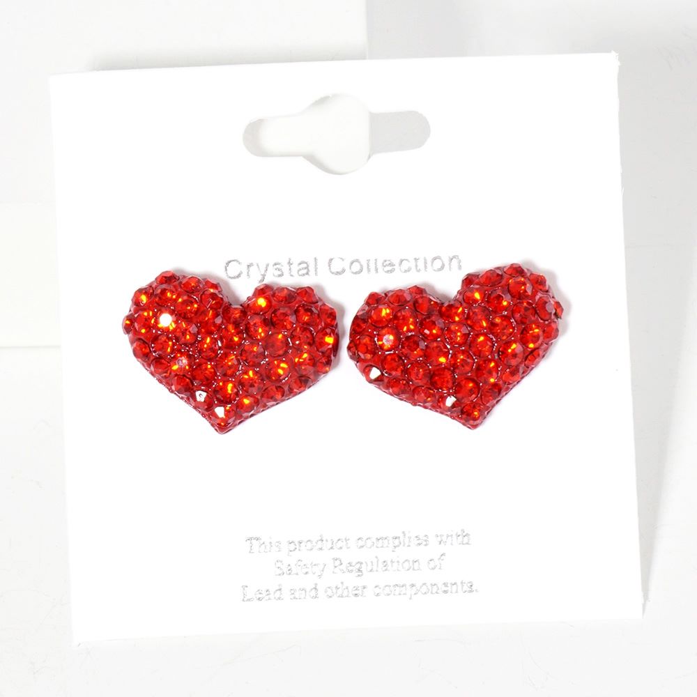 Crystal Pave Heart Stud Earrings