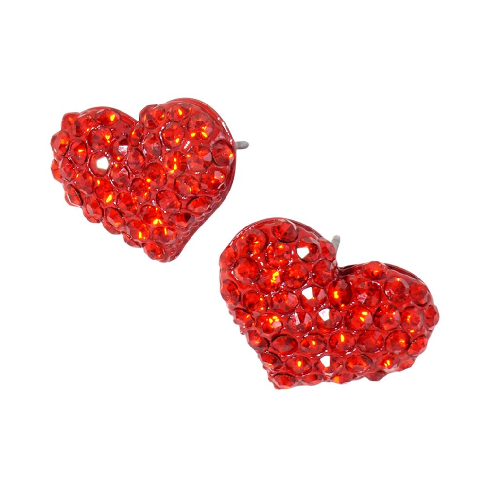 Crystal Pave Heart Stud Earrings