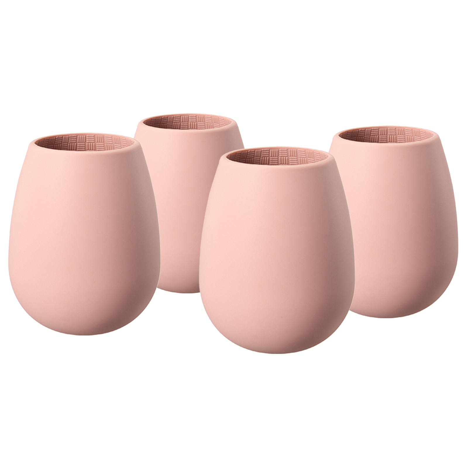 Unbreakable Silicone Stemless Wine Glassware | Set of 4 | Reusable & Shatterproof Tumbler Drinkware for Wine, Water, Cocktails, Champagne Glass for Parties, Camping, Beaches, Boats - (Pink)-0