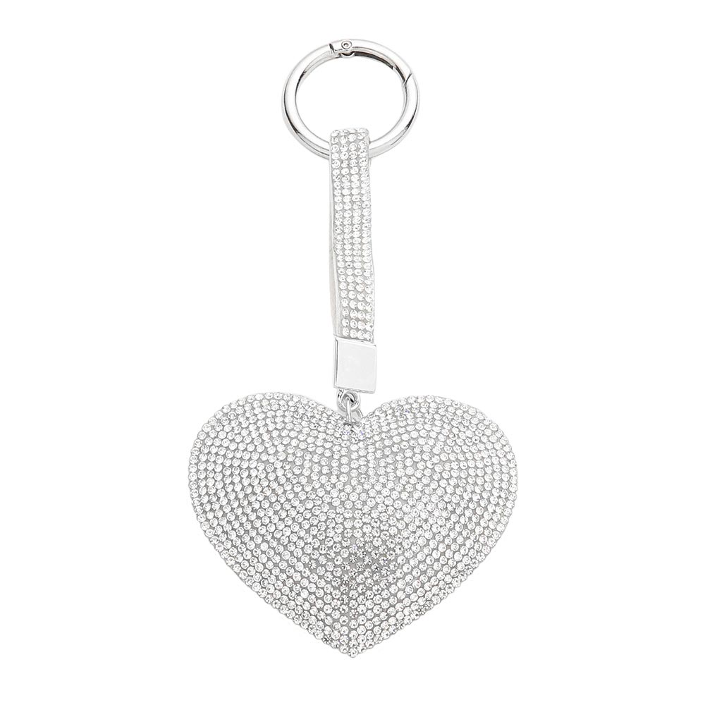 Bling Heart Bag Charm Key Chain