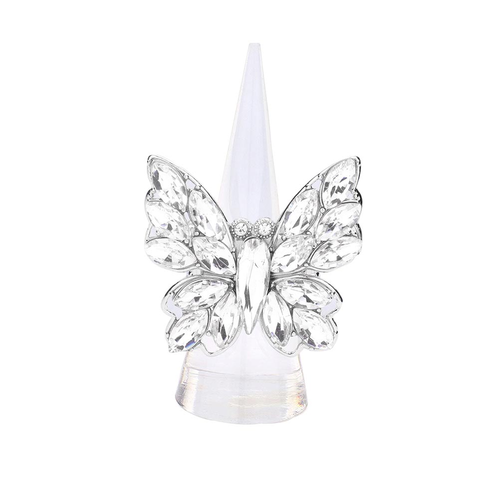 Marquise Stone Cluster Butterfly Stretch Ring