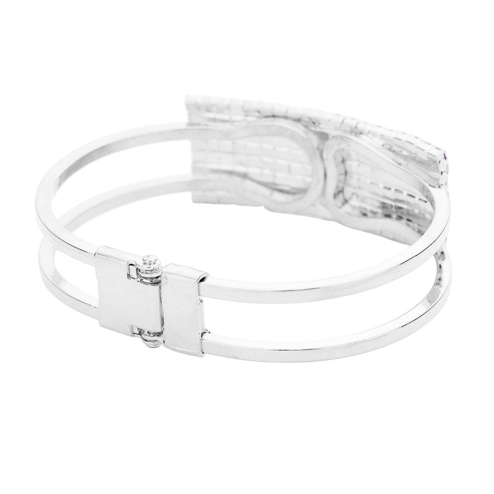 Crystal Pave American Flag Hinged Bracelet