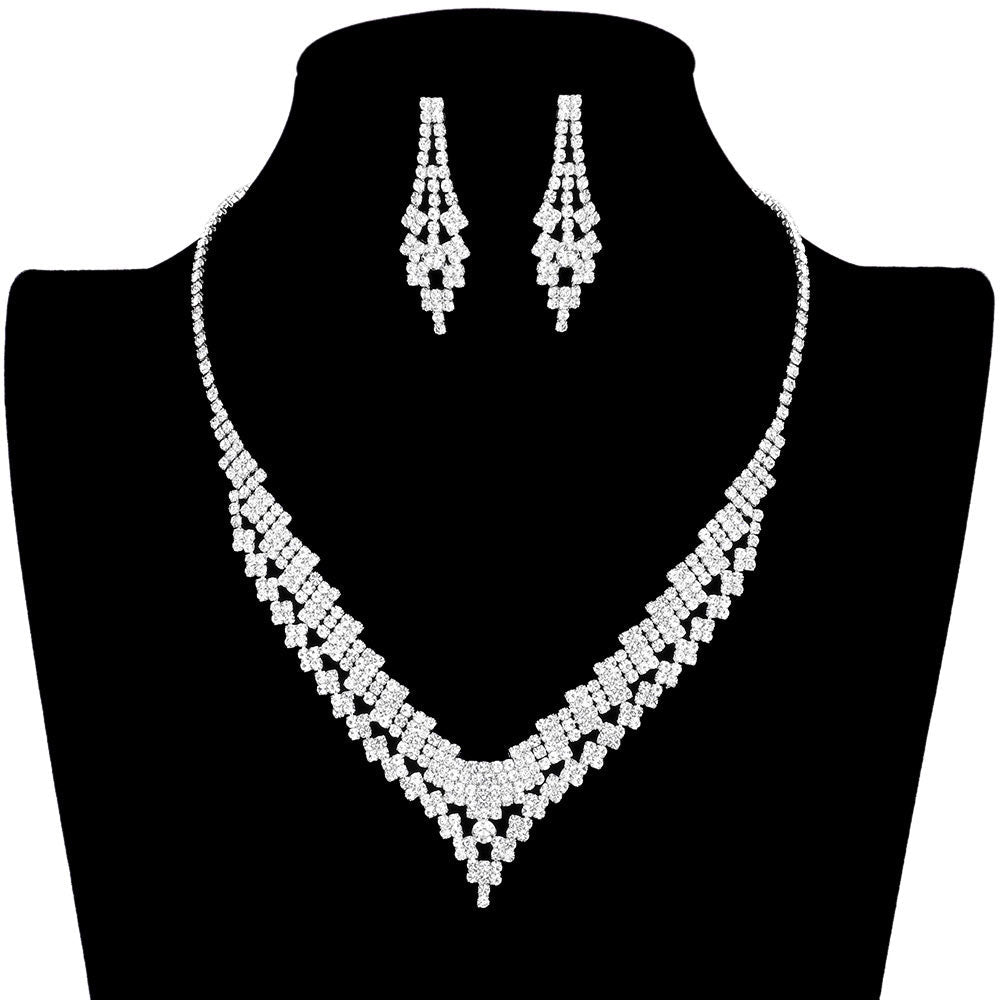 Round Stone Pointed Rhinestone Jewelry Set