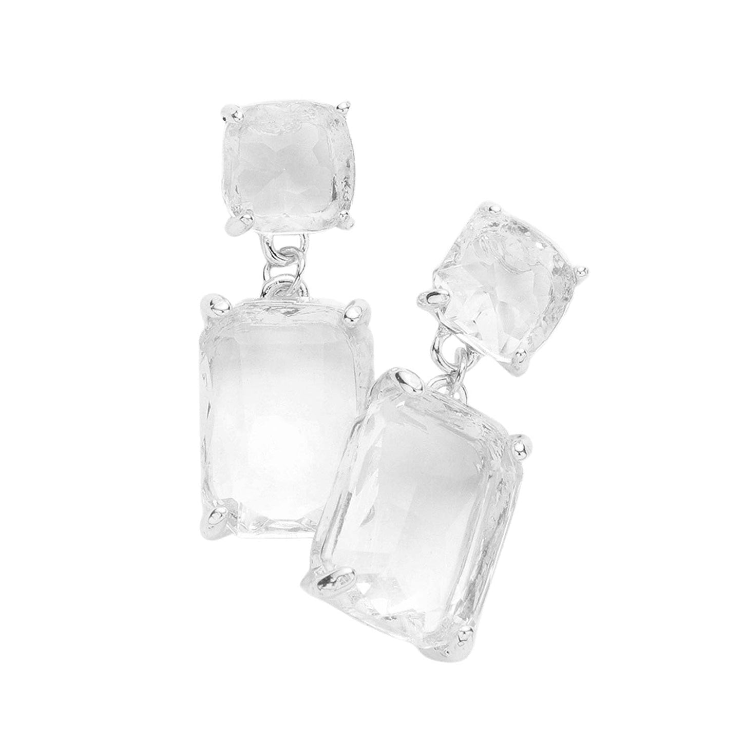 Square Rectangle Link Dangle Evening Earrings