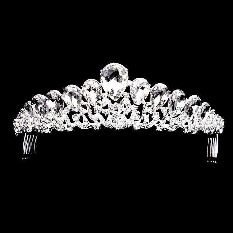 Teardrop Crystal Rhinestone Pave Princess Tiara