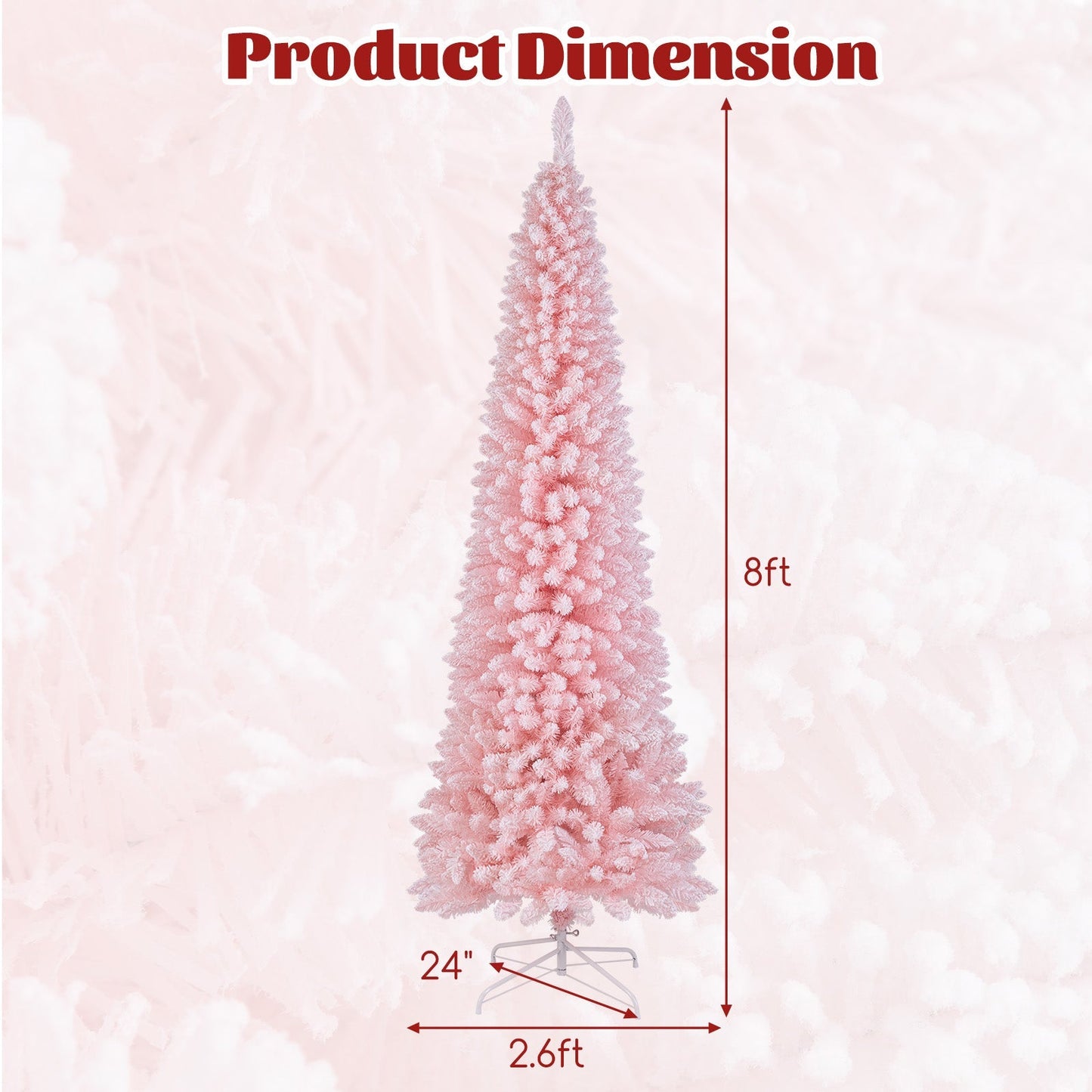 Snow Flocked 7 FT Artificial Pink Xmas Tree with 635 Branch Tips