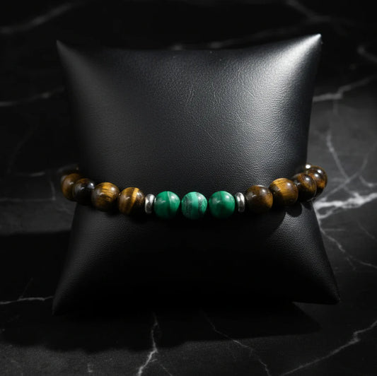Natural Malachite Tiger Eye Beaded Bracelet