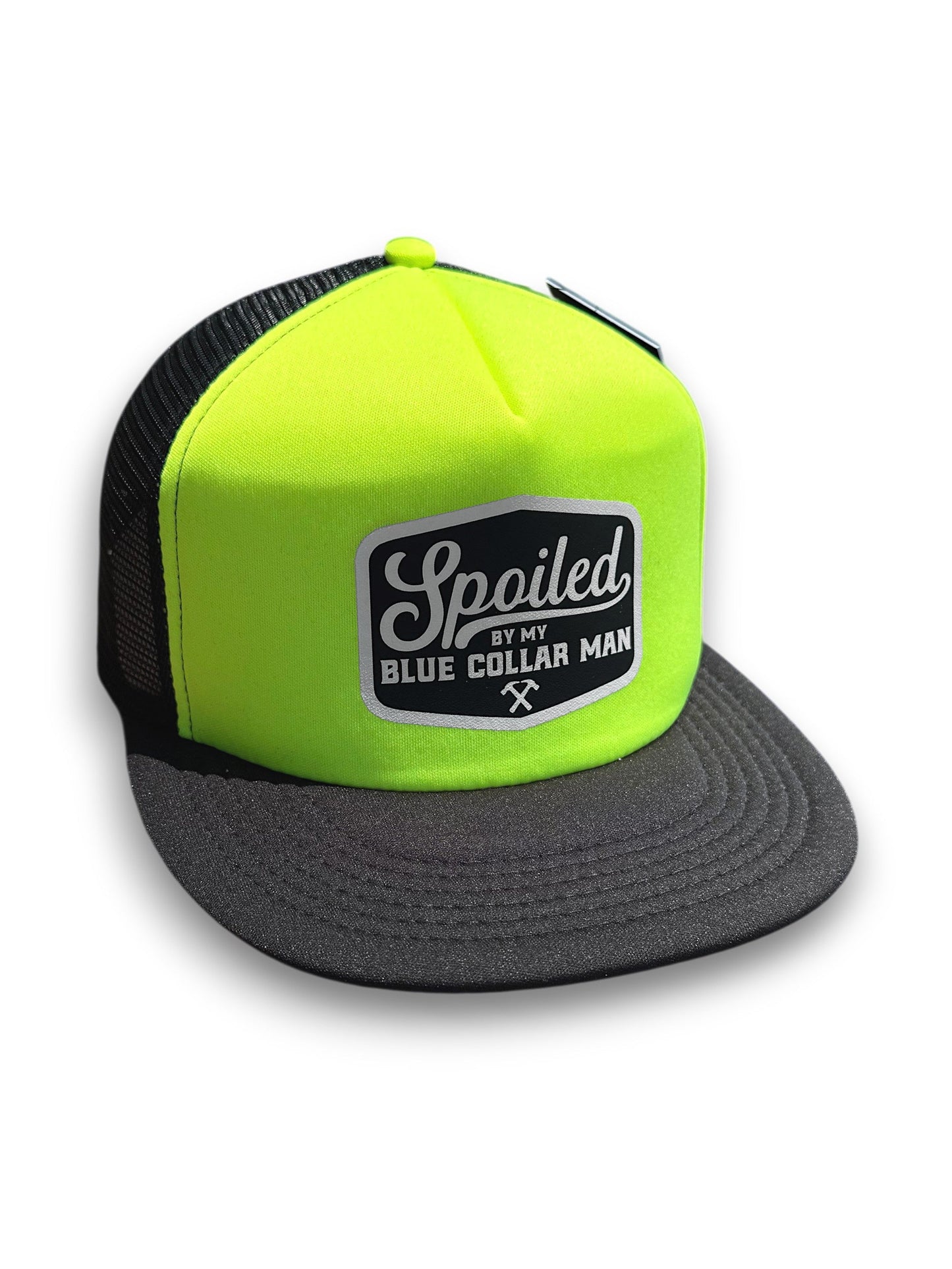 Spoiled By My Blue Collar Man Snapback Trucker Hat