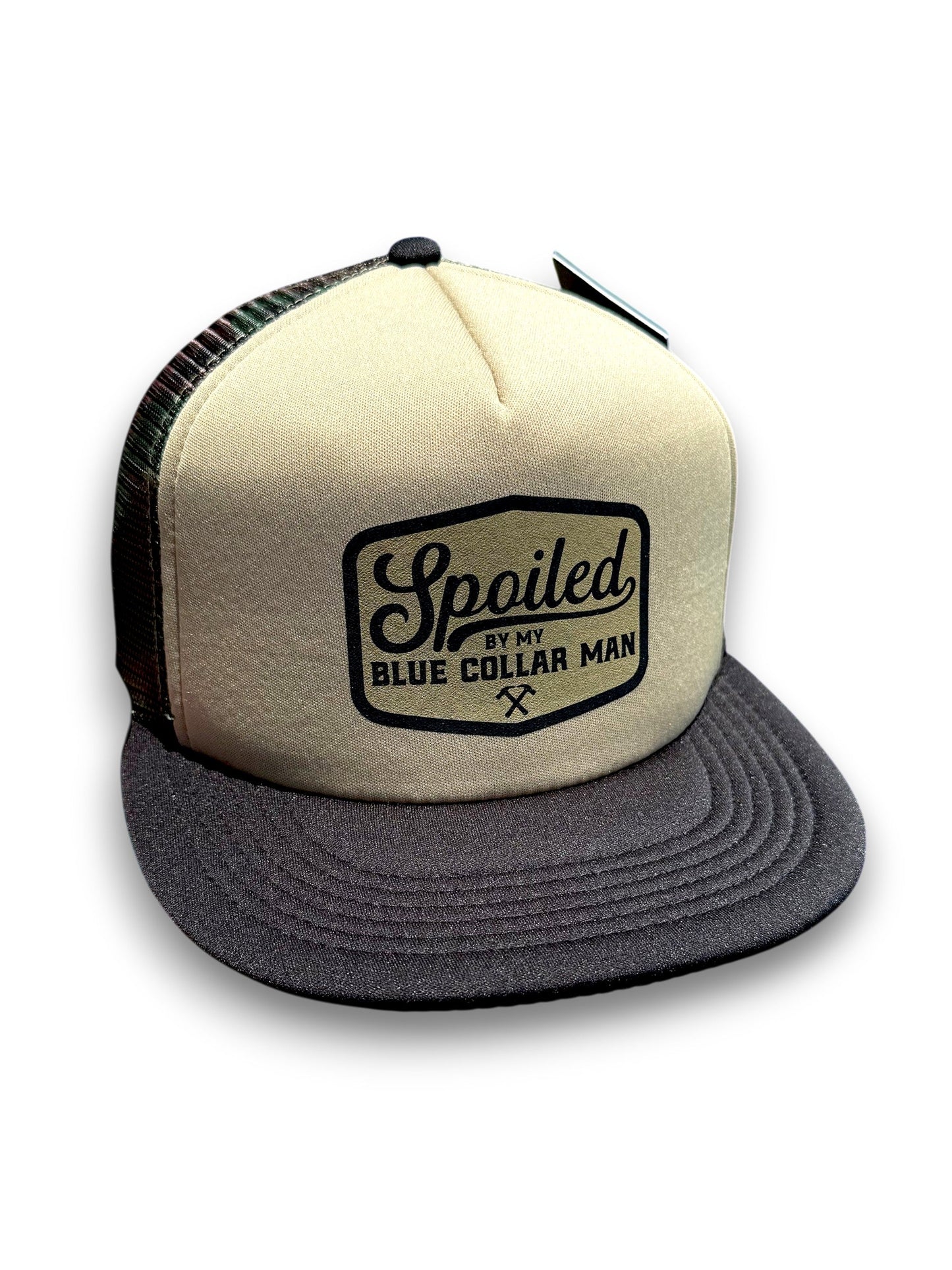 Spoiled By My Blue Collar Man Snapback Trucker Hat