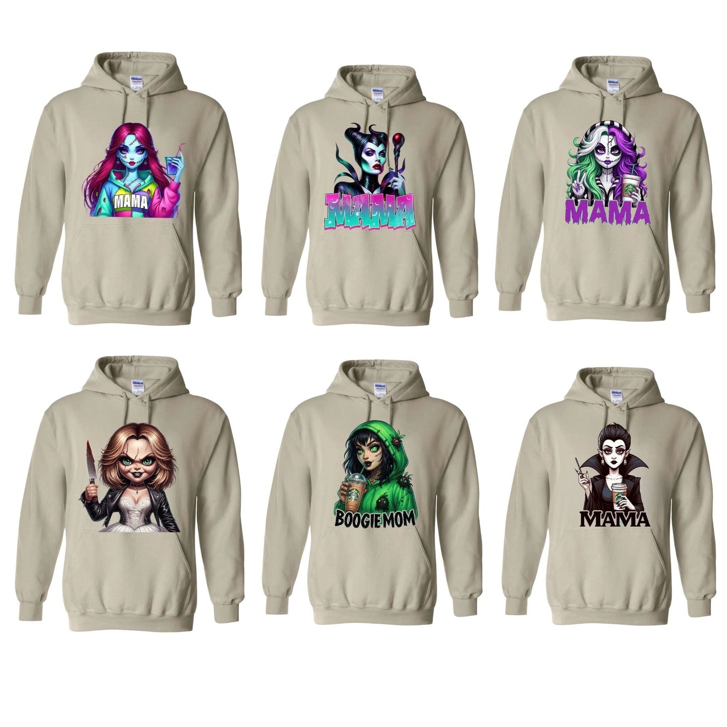 Spooky Mama Movies Characters Hoodie – Cool Halloween Pullover for Moms, Cozy & Funny Horror Film Fan Gift