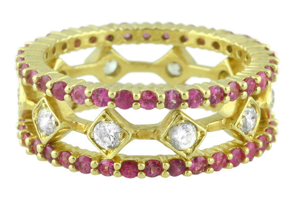 Stacking Rings-Sapphires-Pink or Orange-18K-4