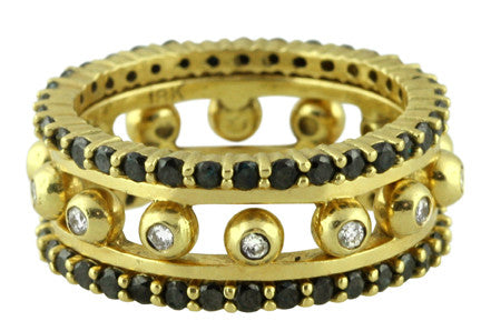 Crown Stacking Ring-Hugging dots-14K Gold & Diamonds- Narrowest Version-3