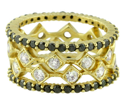 Stacking Rings-Eternity-Black diamonds-18K-4