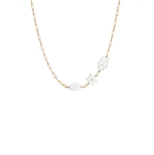 Dani Symbols Diamond Paperclip Necklace