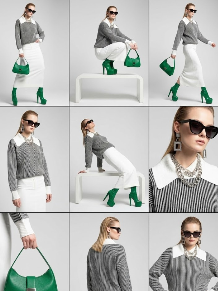 Striped Knit Sweater with Contrast Collar PETER PAN: New Colección COUTURE in NOLITA - BYMANYC ® New York-1