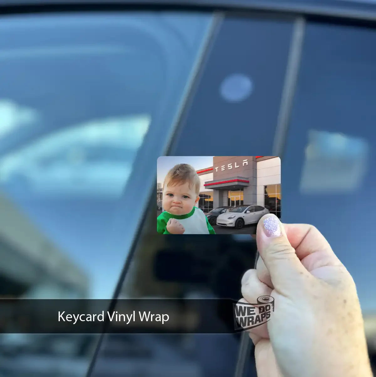 Success Kid At Tesla Meme | NFC Key Card Wrap