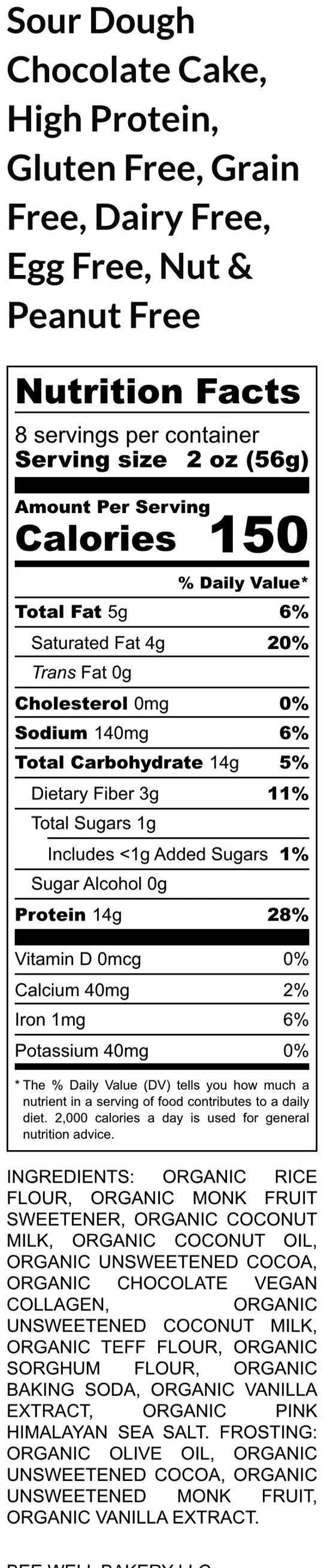 Nutrition facts label for a product with various dietary restrictions.