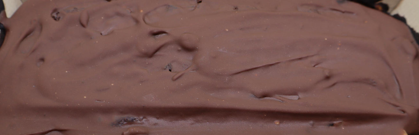 Close-up of a chocolate ice cream bar with visible chocolate chips.