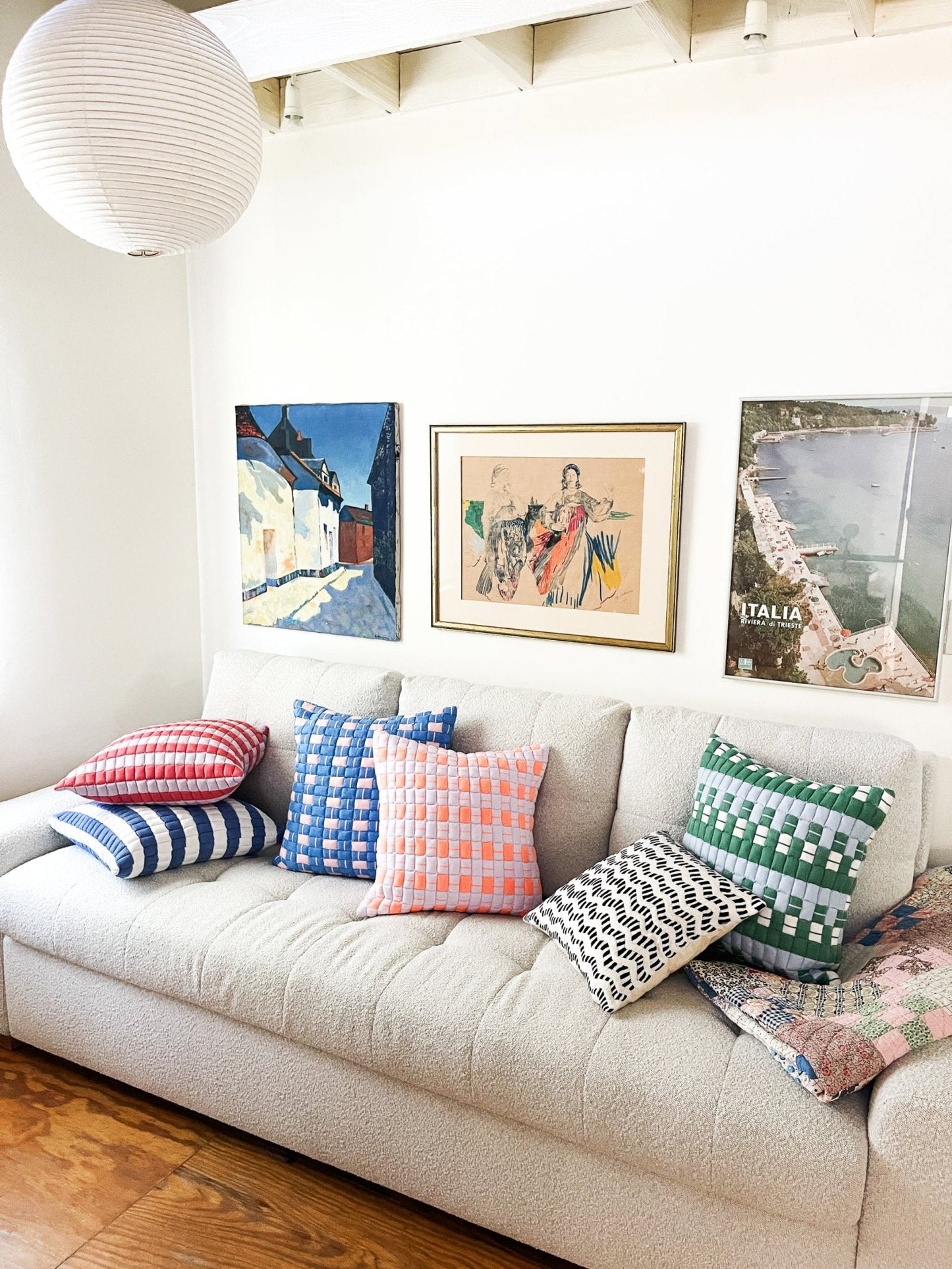 Backordered: Sujani Quilted Pillow - Blue & Green