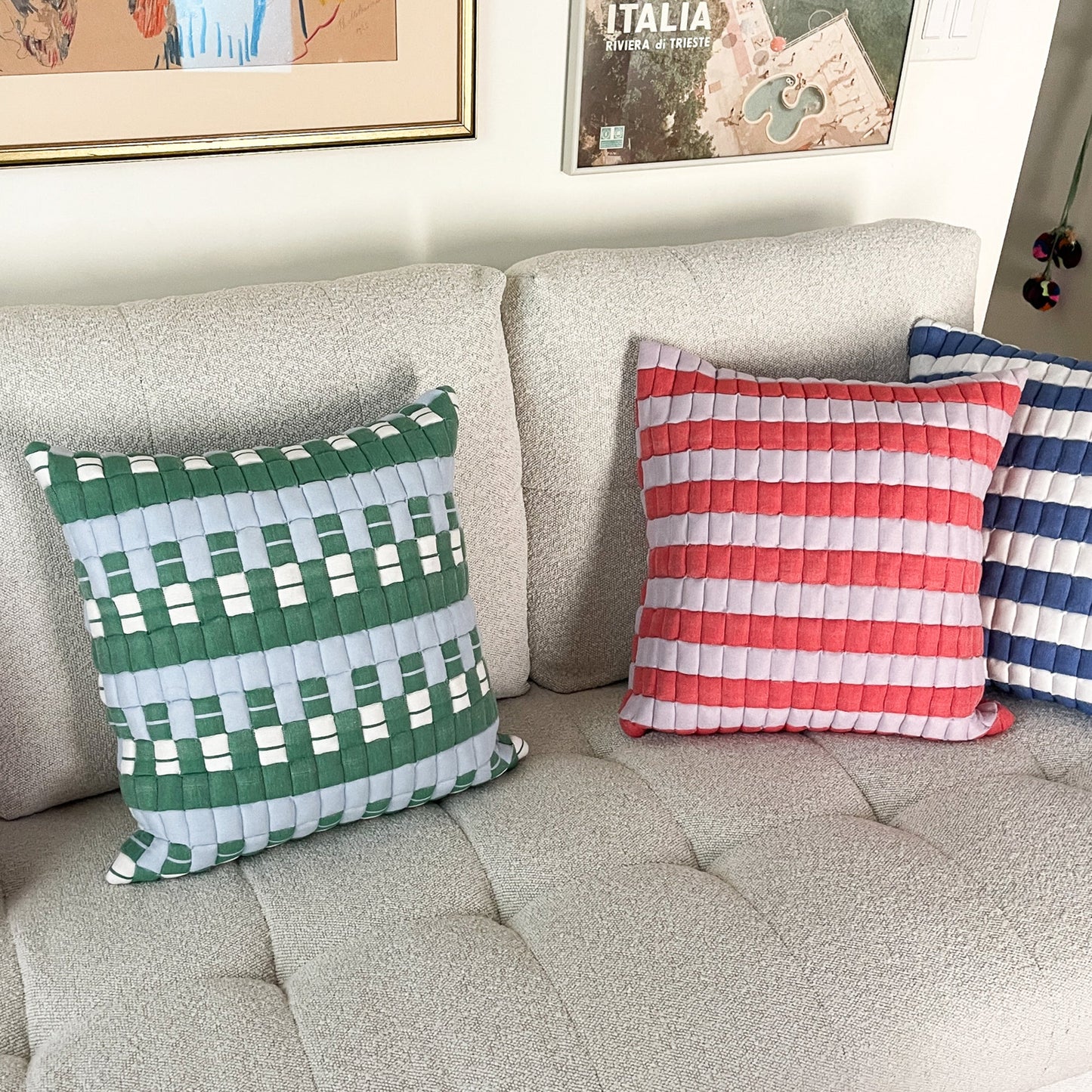 Backordered: Sujani Quilted Pillow - Blue & Green