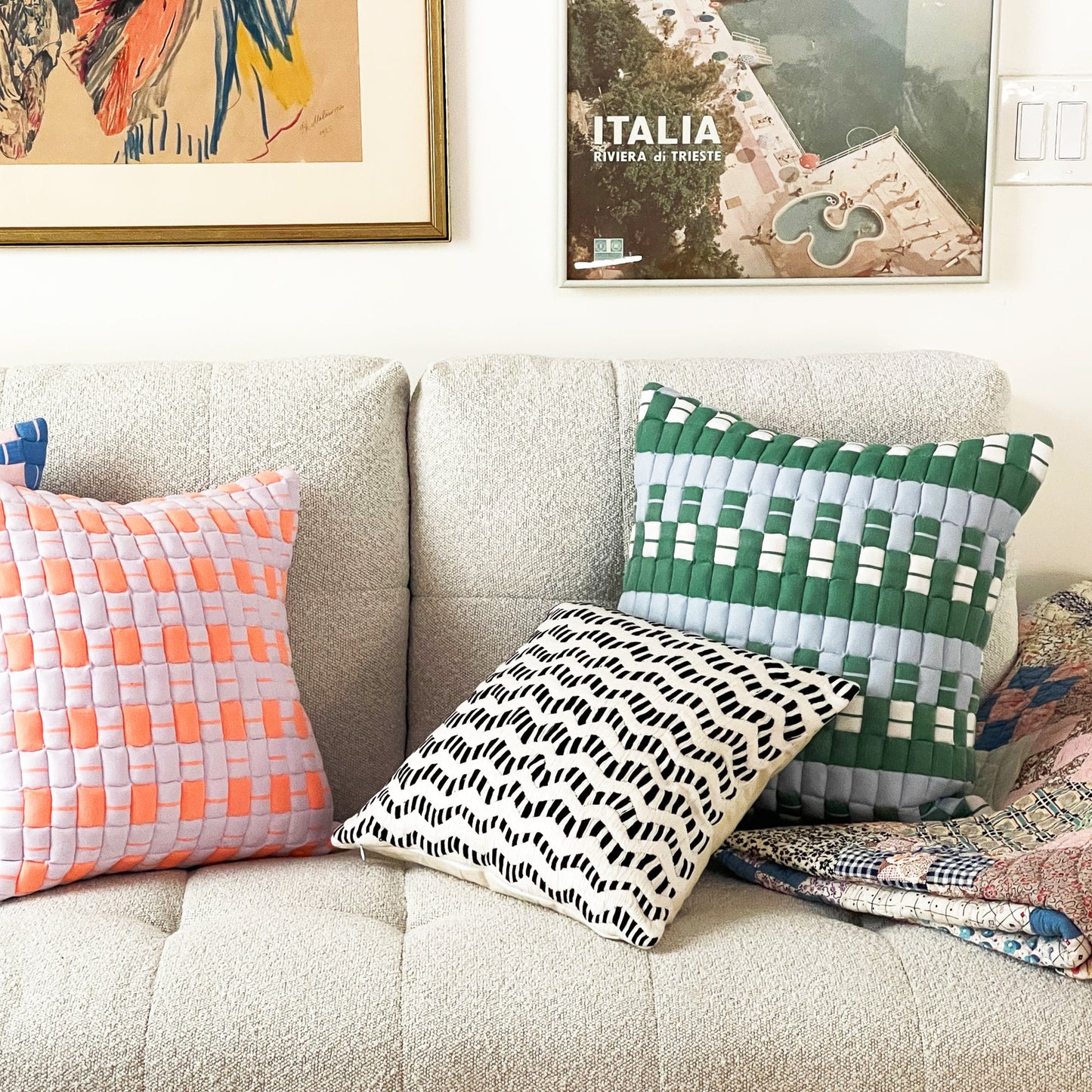 Backordered: Sujani Quilted Pillow - Blue & Green