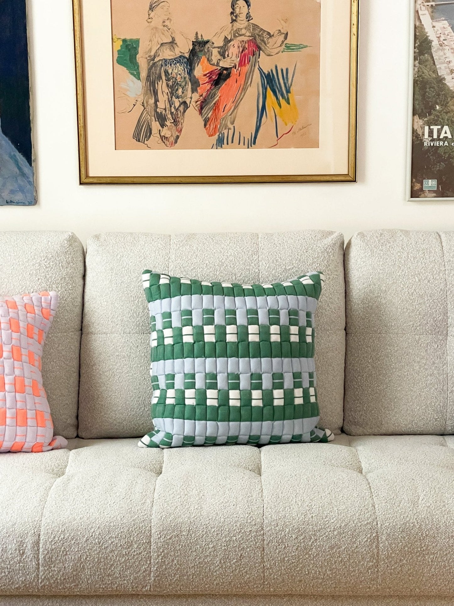 Backordered: Sujani Quilted Pillow - Blue & Green