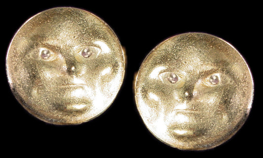 Someone to Watch Over Me-Face Earrings Diamond Eyes-14K Gold-Nickle size-20