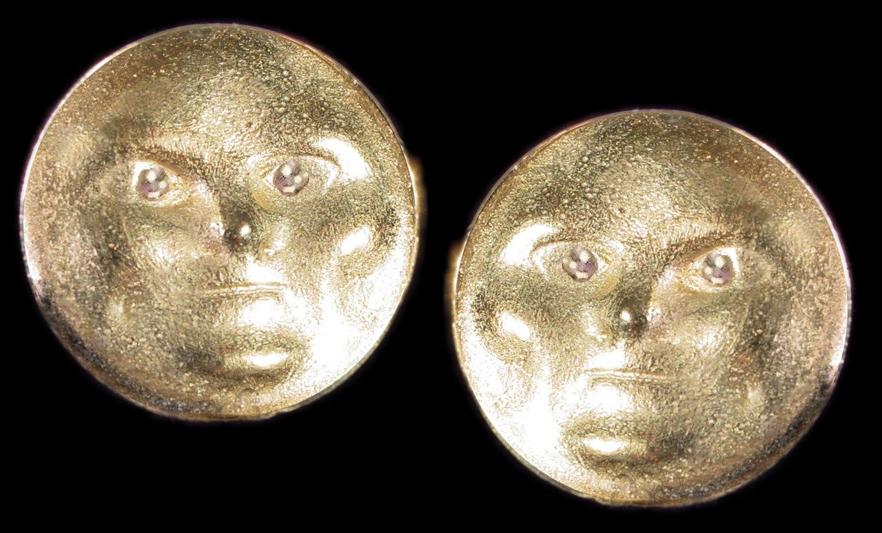 Someone to Watch Over Me- Face Earrings, Diamond Eyes 18K gold-nickle size-15
