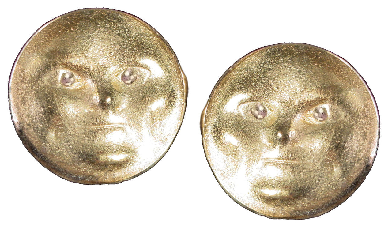 Someone to Watch Over Me- Face Earrings, Diamond Eyes 18K gold-nickle size-0