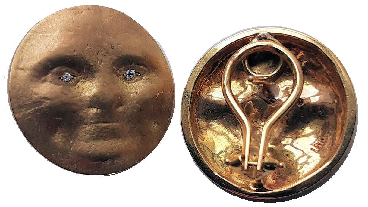 Someone to Watch Over Me- Face Earrings, Diamond Eyes 18K gold-nickle size-1