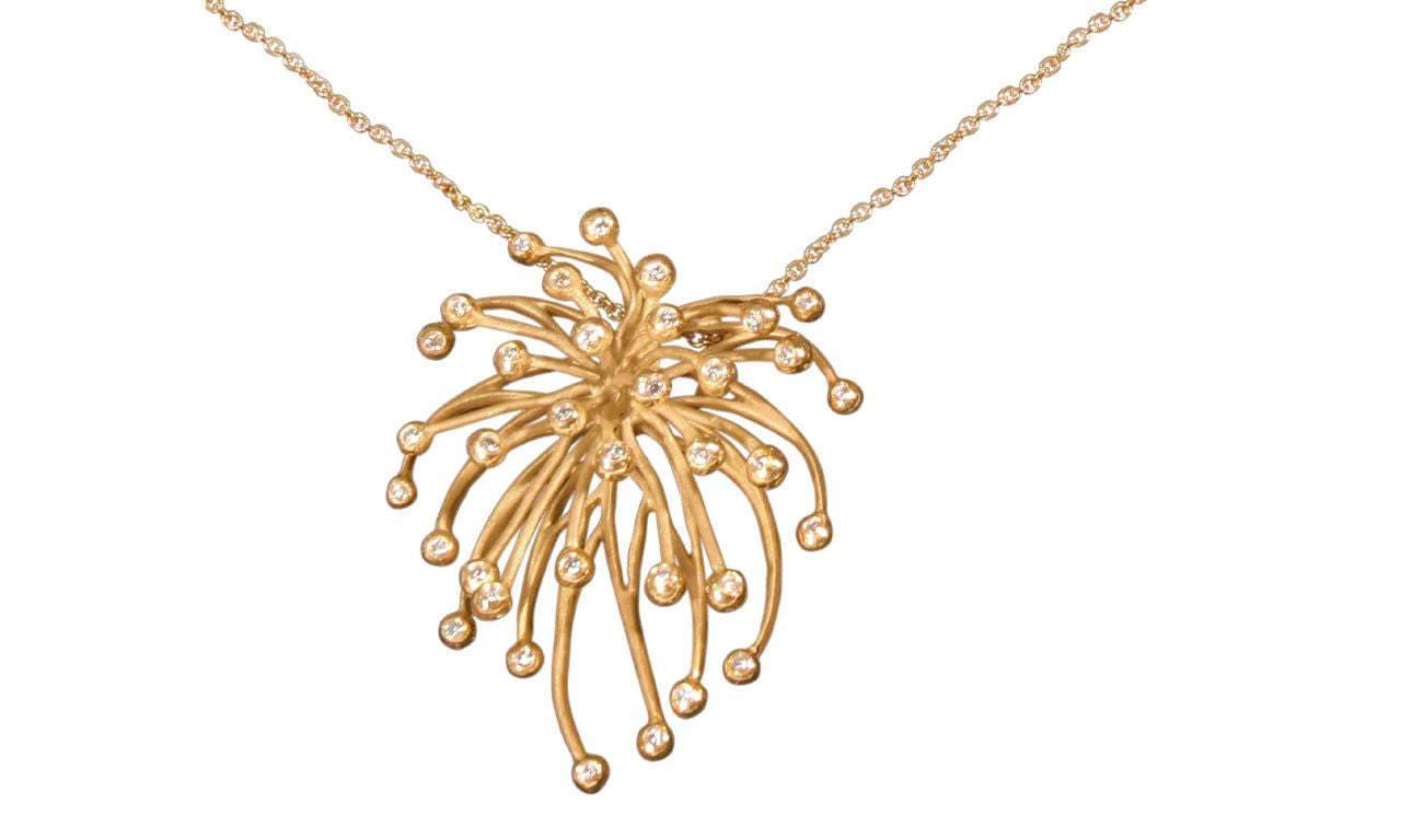 Superstar Necklace. Fireworks Pendant-Diamonds in 18K Gold: Life is a Celebration!-16