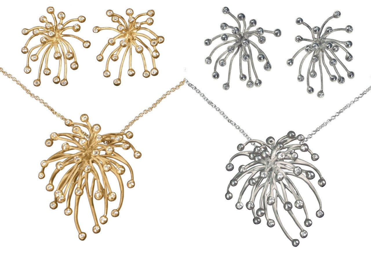 Superstar Necklace. Fireworks Pendant-Diamonds in 18K Gold: Life is a Celebration!-8